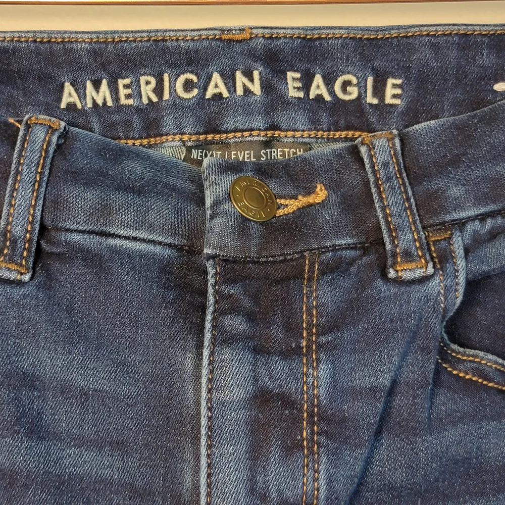 American Eagle Jeans Curvy Super Hi Rise Jeggings Skinny Dark Blue Wash AE 6